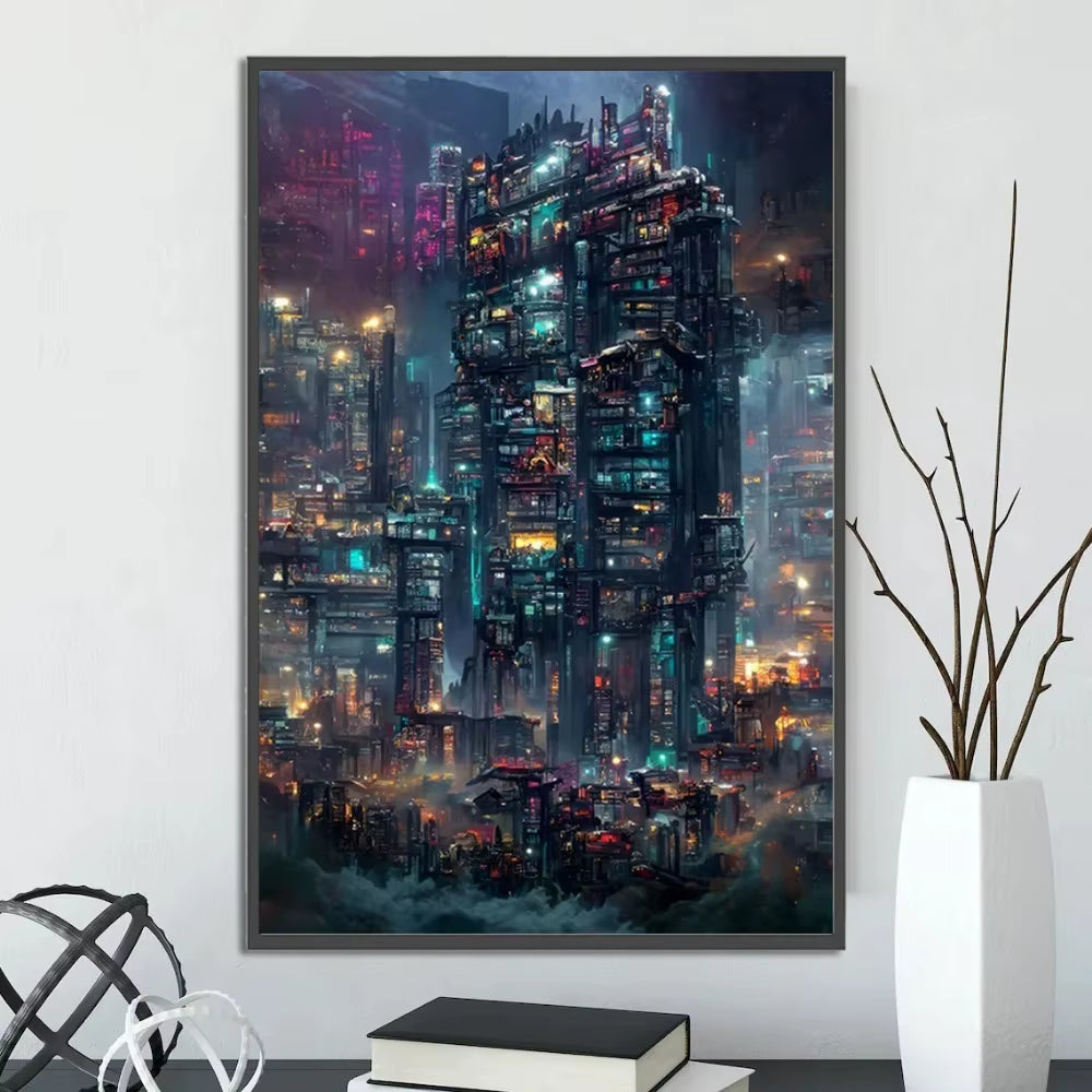 Cyberpunk City Posters Figures Home Decoration Canvas Painting Wall Arts Cartoons Computer Room