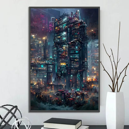 Cyberpunk City Posters Figures Home Decoration Canvas Painting Wall Arts Cartoons Computer Room