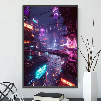 Cyberpunk City Posters Figures Home Decoration Canvas Painting Wall Arts Cartoons Computer Room